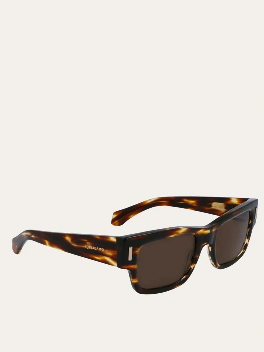 New Salvatore Ferragamo SF2011S Brown Stripe Tortoise Rectangular Sunglasses